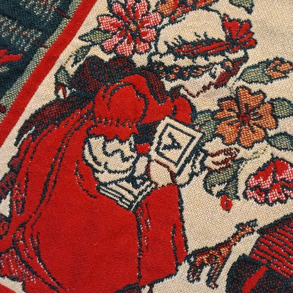 Vintage Bob Timberlake Christmas Family Home Tapestry Thick Throw Blanket 46x68